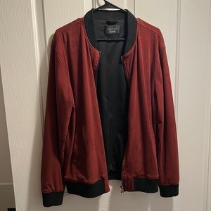 Zara Red Velvet Bomber Jacket Mens